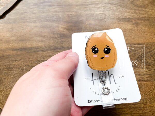 Chicken Nugget Badge Reel, Funny Badge Reel, Cute Badge Reel, Retractable ID Holder, Interchangeable Lanyard, Food Badge Reels