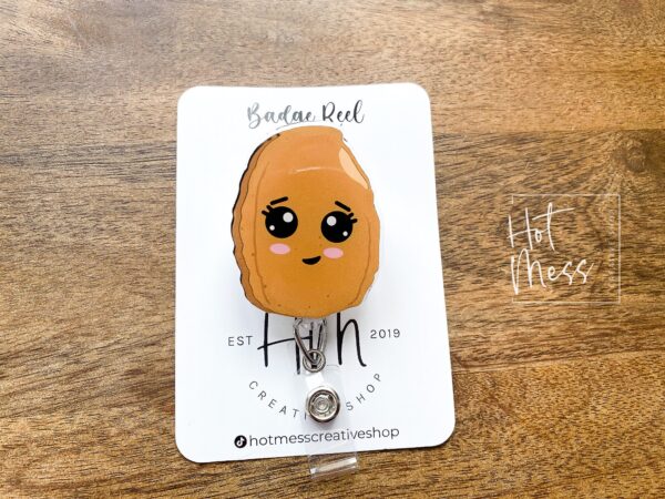 Chicken Nugget Badge Reel, Funny Badge Reel, Cute Badge Reel, Retractable ID Holder, Interchangeable Lanyard, Food Badge Reels