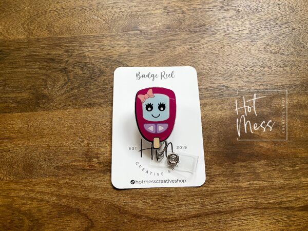 Glucose Meter Badge Reel, Cute Badge Reel, Diabetes Pin, Retractable Badge Reel, Interchangeable Badge Reel