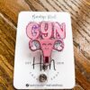Pink GYN Uterus Funny Badge Reel, Retractable Badge Reel, Interchangeable Badge Reel, OB ID Holder
