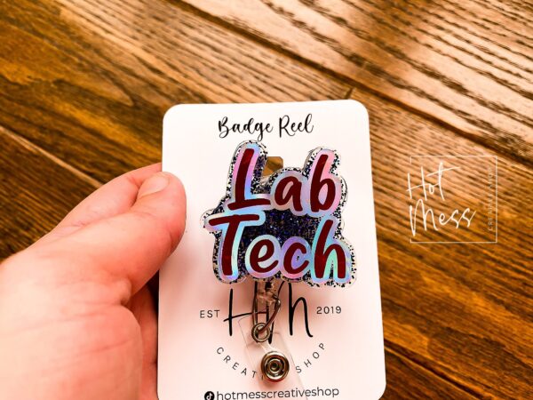 Lab Tech Badge Reel, Funny Badge Reel, Retractable Badge Reel, Interchangeable Badge Reel, Lab tech gift