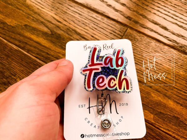 Lab Tech Badge Reel, Funny Badge Reel, Retractable Badge Reel, Interchangeable Badge Reel, Lab tech gift