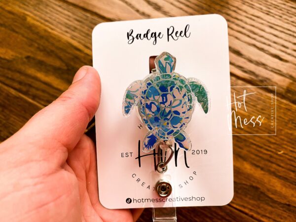Sea Turtle Badge Reel, Summer ID holder, Retractable Badge Reel, Teacher ID Holder, Nurse Badge Reel