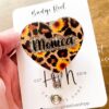 Personalized Sunflower Heart Glitter Badge reel, badge ID, Retractable ID, Lanyard Badge Holder, Nurse Gift, Teacher Lanyard