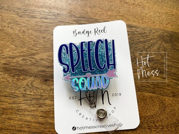 il_fullxfull.3901597015_di0c Blue Speech Squad Badge Reel, Speech Language Pathologist Badge Holder, Speech Therapist