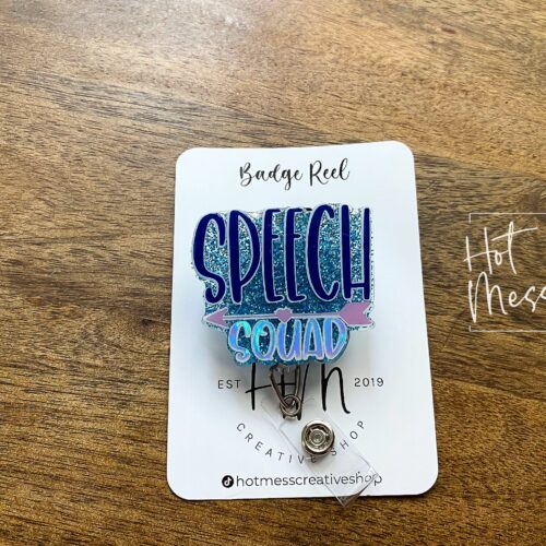 Blue Speech Squad Badge Reel, Speech Language Pathologist Badge Holder, Speech Therapist