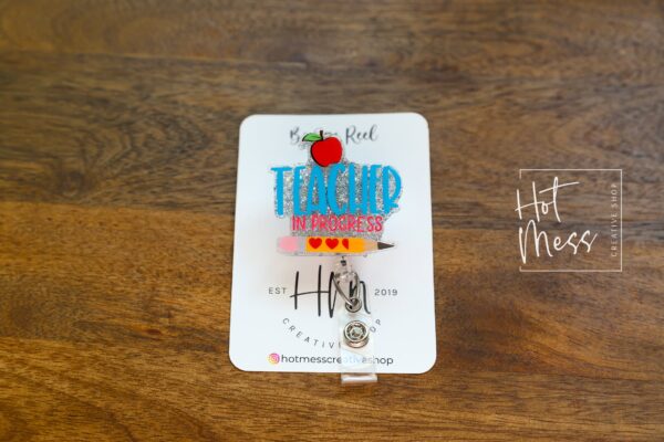 Teacher In Progress Badge Reel, ID Holder, Interchangeable Badge Reel, Student Teacher Lanyard