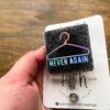 Never Again Clothes Hanger Funny Glitter Badge Reel, Feminist Badge Reel, Interchangeable ID holder