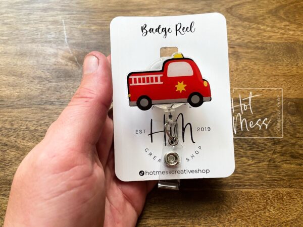 il_fullxfull.3915181517_ttav Fire Truck Badge Reel, Cute Badge reel Badge Reel, Retractable Badge Reel, Interchangeable Badge Reel