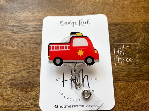il_fullxfull.3915181519_f862 Fire Truck Badge Reel, Cute Badge reel Badge Reel, Retractable Badge Reel, Interchangeable Badge Reel