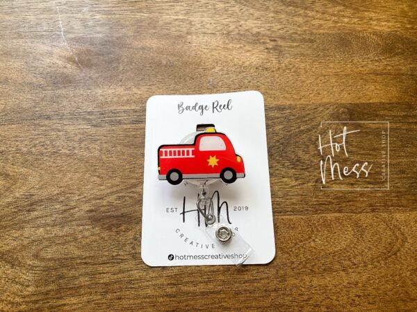 il_fullxfull.3915181527_hvku Fire Truck Badge Reel, Cute Badge reel Badge Reel, Retractable Badge Reel, Interchangeable Badge Reel