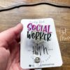 Social Worker Badge Reel, Retractable Badge Reel, Interchangeable Badge Holder, social worker gift, Purple glitter