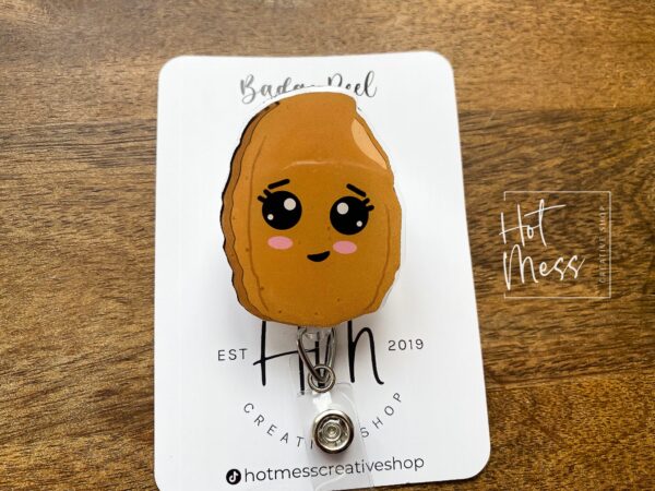 Chicken Nugget Badge Reel, Funny Badge Reel, Cute Badge Reel, Retractable ID Holder, Interchangeable Lanyard, Food Badge Reels