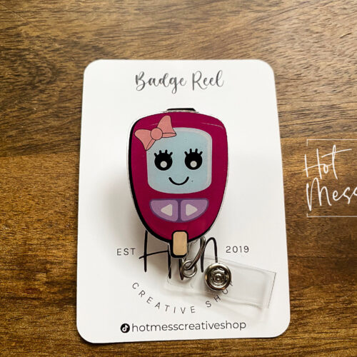 Glucose Meter Badge Reel, Cute Badge Reel, Diabetes Pin, Retractable Badge Reel, Interchangeable Badge Reel