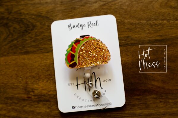 il_fullxfull.3921317186_4r33 Taco Badge Reel, Funny Badge Reel, School Badge Reel, Retractable ID Holder, Interchangeable Lanyard, Food Badge Reels, Nurse ID Holder