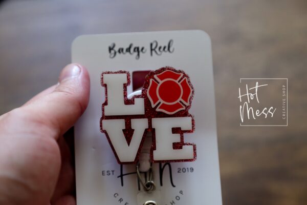 il_fullxfull.3926957096_2k5d Love Firefighter Badge Reel, Cute Badge reel Badge Reel, Retractable Badge Reel, Interchangeable Badge Reel