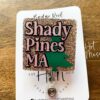 Shady Pines Ma Funny Gold Glitter Badge Reel, RN ID Holder, Retractable Acrylic Badge Reel, Teacher gift, Sarcasm Assisted Living