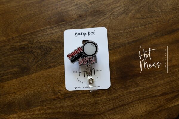 Sounds Suspish Funny Magnifying Glass Badge Reel | True Crime ID Holder | Forensics Accessory