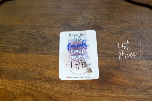 Esthetician Badge Reel, Esthetician badge reel, Facials sleep repeat, Retractable Badge Reel, Interchangeable Badge Reel, esthetician gift