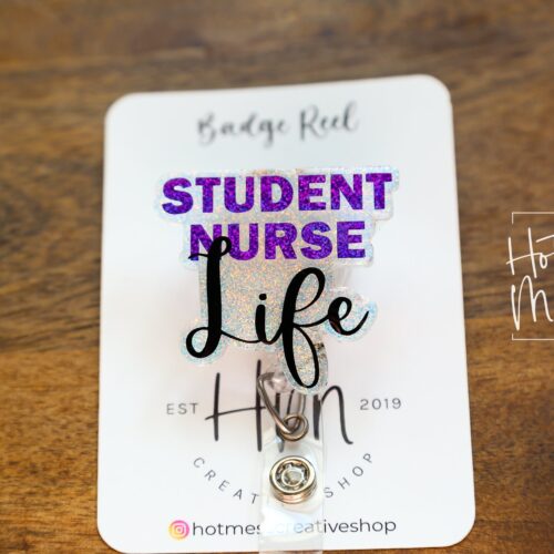 Student Nurse Life Badge Reel, RN id Holder, Retractable Acrylic Badge Reel, Nursing Student ID Holder Baby Nurse ID Holder
