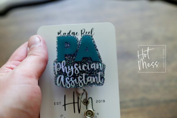 Physician Assistant Glitter Badge reel, badge id, Retractable ID, Lanyard Badge Holder, Nurse Gift, PA ID Holder