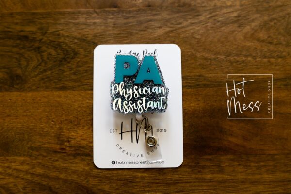 Physician Assistant Glitter Badge reel, badge id, Retractable ID, Lanyard Badge Holder, Nurse Gift, PA ID Holder