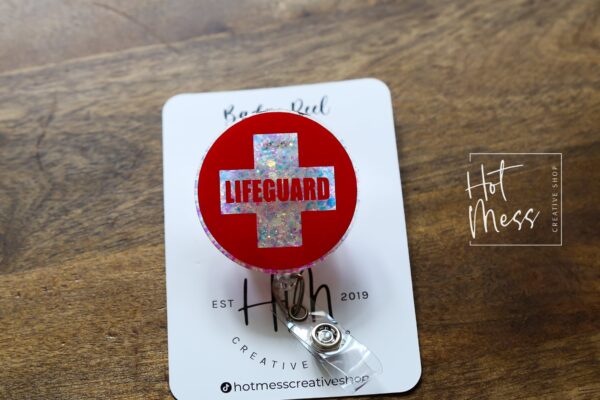 Lifeguard Badge Reel , Lifeguard Lanyard, Retractable Acrylic Badge Reel