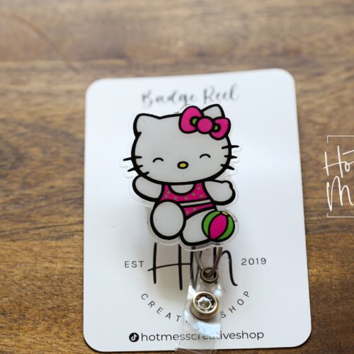 il_fullxfull.3964261436_qvr5 Summer Kitty Badge Reel, Summer ID holder, Retractable Badge Reel, Teacher ID Holder, Nurse Badge Reel