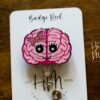 Pink Brain with Face and Pink Bow Funny Badge Reel, Neurology badge ID, Retractable ID, Lanyard Badge Holder, Nurse Gift, MD1