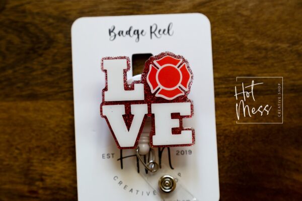 il_fullxfull.3974416623_li4y Love Firefighter Badge Reel, Cute Badge reel Badge Reel, Retractable Badge Reel, Interchangeable Badge Reel