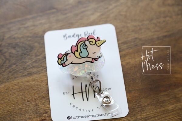 Sleeping Unicorn Badge Reel, Teacher Lanyard, Cute ID Holder, Sleep Study ID Holder