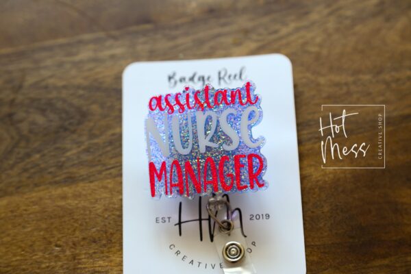 Blue Assistant Nurse Manager Badge Reel, Retractable Badge Reel, Interchangeable Badge Reel, nurse manager gift, nurse appreciation