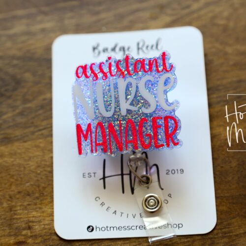 Blue Assistant Nurse Manager Badge Reel, Retractable Badge Reel, Interchangeable Badge Reel, nurse manager gift, nurse appreciation