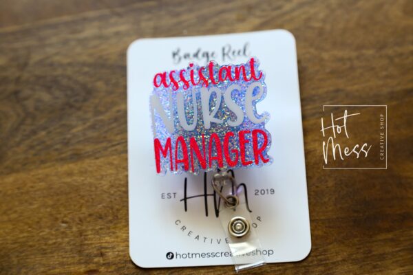 Blue Assistant Nurse Manager Badge Reel, Retractable Badge Reel, Interchangeable Badge Reel, nurse manager gift, nurse appreciation