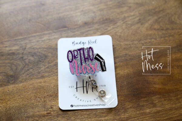 Ortho Nurse Badge Reel, Cute badge reel, glitter badge reel, Nurse ID Holder, orthopedic badge reel, RN Badge Reel