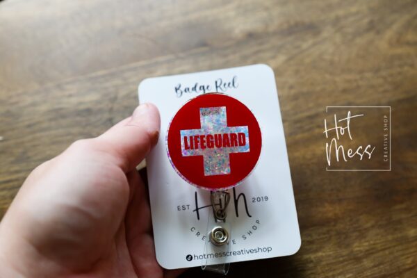 Lifeguard Badge Reel , Lifeguard Lanyard, Retractable Acrylic Badge Reel