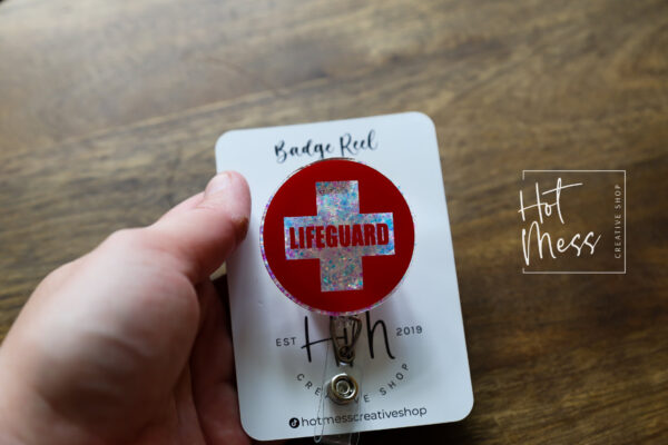 Lifeguard Badge Reel , Lifeguard Lanyard, Retractable Acrylic Badge Reel