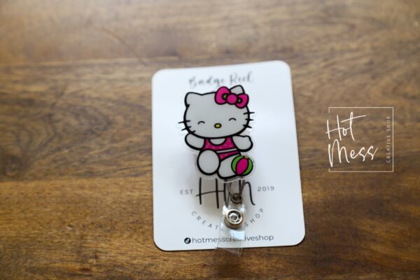 Summer Kitty Badge Reel, Summer ID holder, Retractable Badge Reel, Teacher ID Holder, Nurse Badge Reel