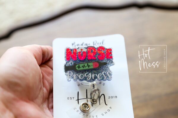 Student Nurse Loading Badge Reel, RN ID Holder, Retractable Acrylic Badge Reel, Nurse Gift, Night Shift, Baby Nurse ID Holder
