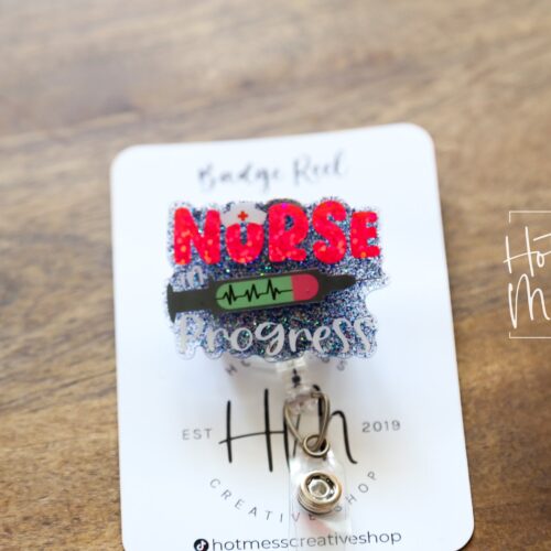 il_fullxfull.4013302128_nwze Student Nurse Loading Badge Reel, RN ID Holder, Retractable Acrylic Badge Reel, Nurse Gift, Night Shift, Baby Nurse ID Holder