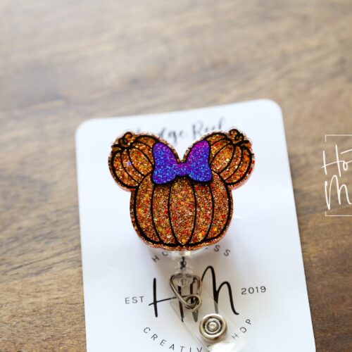 Mouse Pumpkin Badge Reel, Fall Badge Reel, Thanksgiving Badge Reel, Halloween Badge Reel, Autumn Badge Reel
