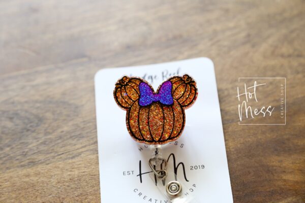 Mouse Pumpkin Badge Reel, Fall Badge Reel, Thanksgiving Badge Reel, Halloween Badge Reel, Autumn Badge Reel