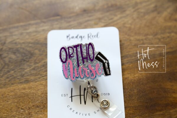 Ortho Nurse Badge Reel, Cute badge reel, glitter badge reel, Nurse ID Holder, orthopedic badge reel, RN Badge Reel