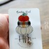 Stacked Fall Pumpkin Funny Badge Reel, Orange black and white checkered Pumpkin, Thanksgiving/Halloween Badge Reel, Autumn Badge Reel