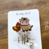 Interchangeable Animal Farm Badge Reel: Brown Chicken & Cow ID Holder for Teachers, Nurses, 4H