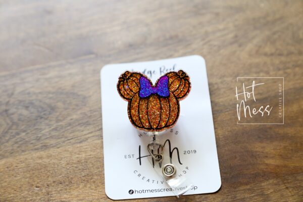 Mouse Pumpkin Badge Reel, Fall Badge Reel, Thanksgiving Badge Reel, Halloween Badge Reel, Autumn Badge Reel