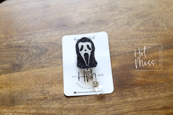 Screaming Guy Badge Reel, Halloween Badge Reel,  Halloween ID Holder, Interchangeable badge reel