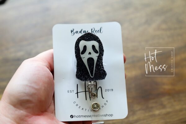 Screaming Guy Badge Reel, Halloween Badge Reel,  Halloween ID Holder, Interchangeable badge reel