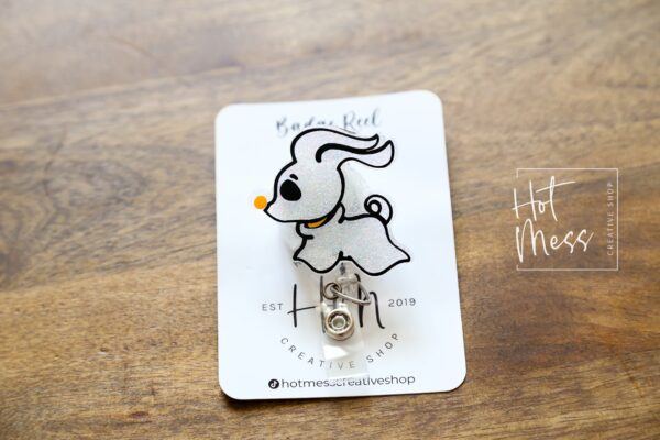 Ghost Dog Badge Reel, Halloween Badge Reel,  Halloween ID Holder, Interchangeable badge reel