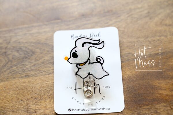Ghost Dog Badge Reel, Halloween Badge Reel,  Halloween ID Holder, Interchangeable badge reel